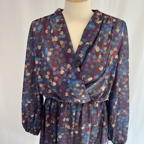 Vtg Jennifer Gee Geometric Print V Neck MIDI Dress - Picture 2 of 9